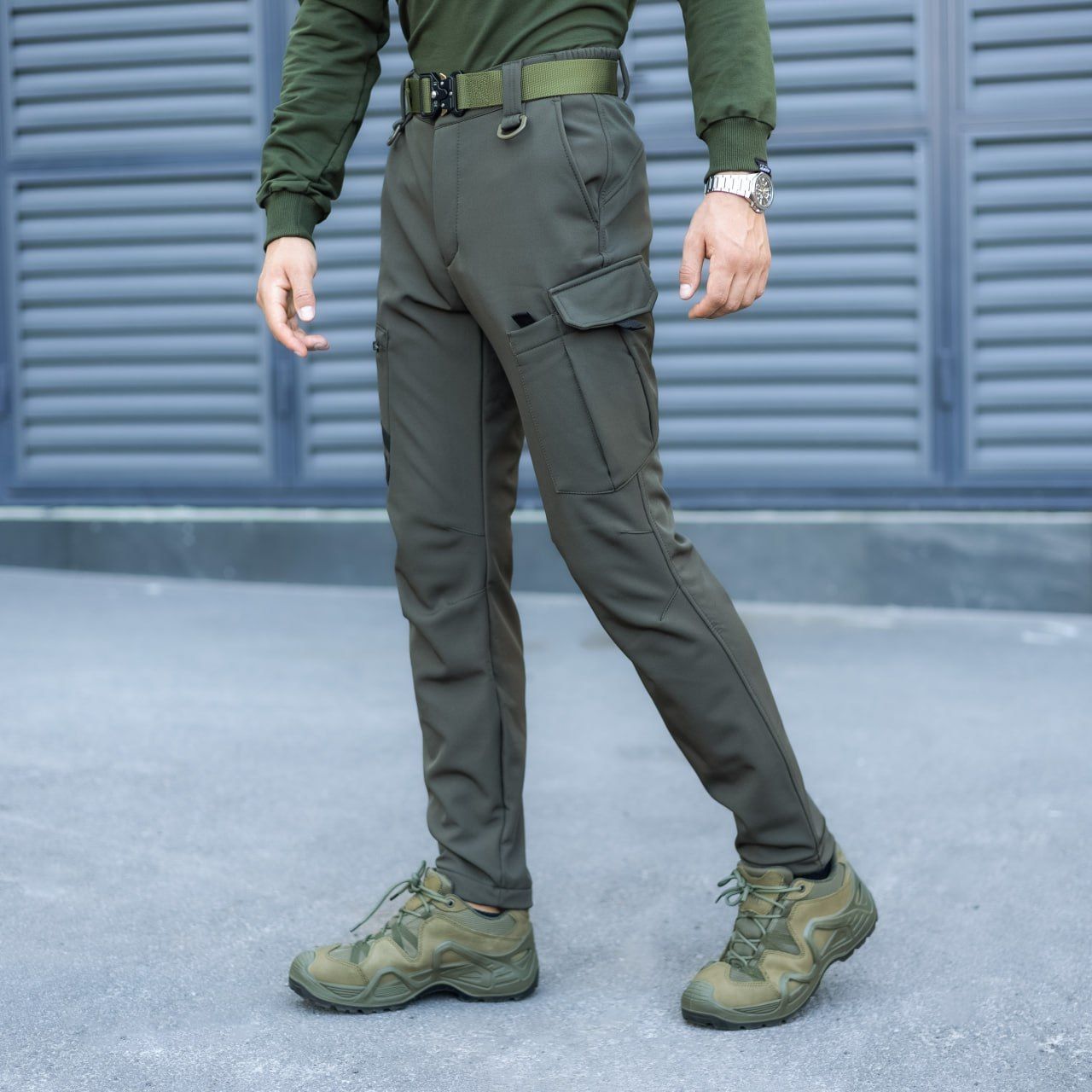 Штани Pobedov Softshell Static хакі на флісі