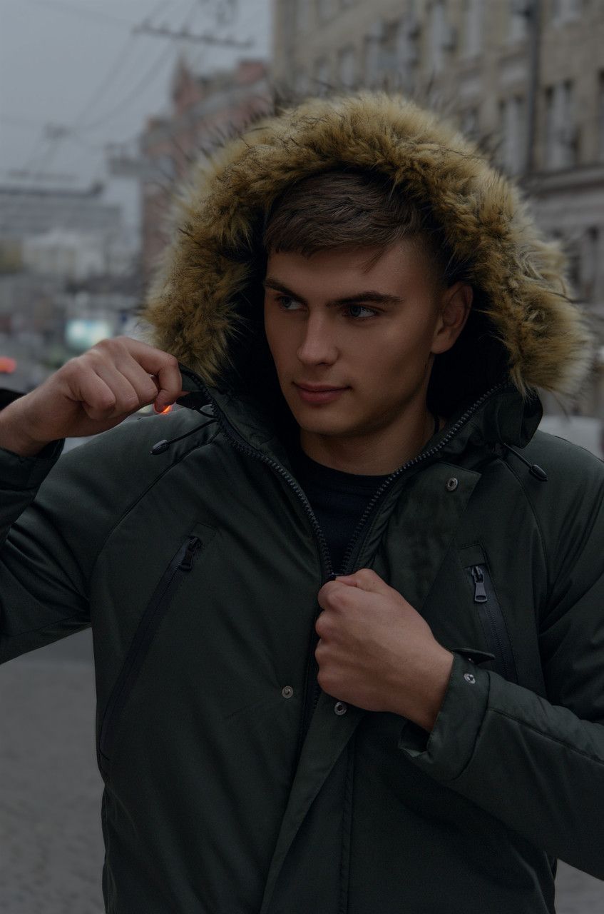 Чоловіча зимова парка хакі HotWint Intruder з хутром
