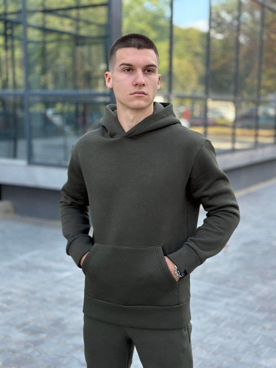 Худи на флисе Pobedov 008 хаки