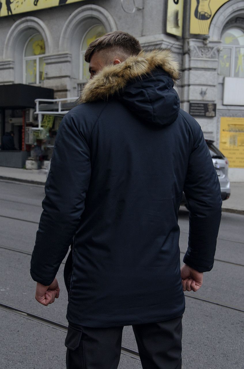 Парка чоловіча зимова синя HotWint Intruder з хутром